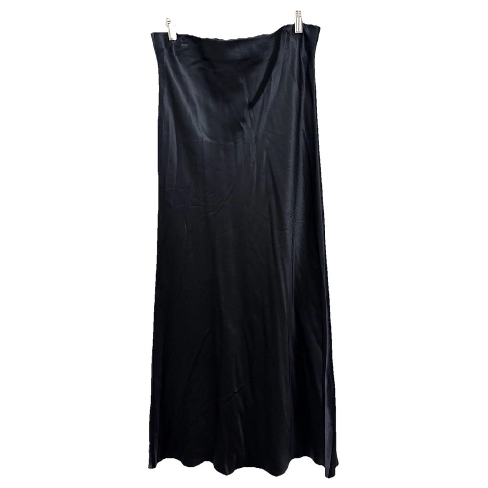 Quince 100% Silk Black Maxi Skirt Bias Cut Slip Skirt Women’s Large